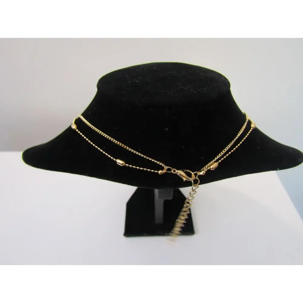 Gold Tone Star Chain 2 Tiered Necklace‎ Boho Clasp Sky Minimal